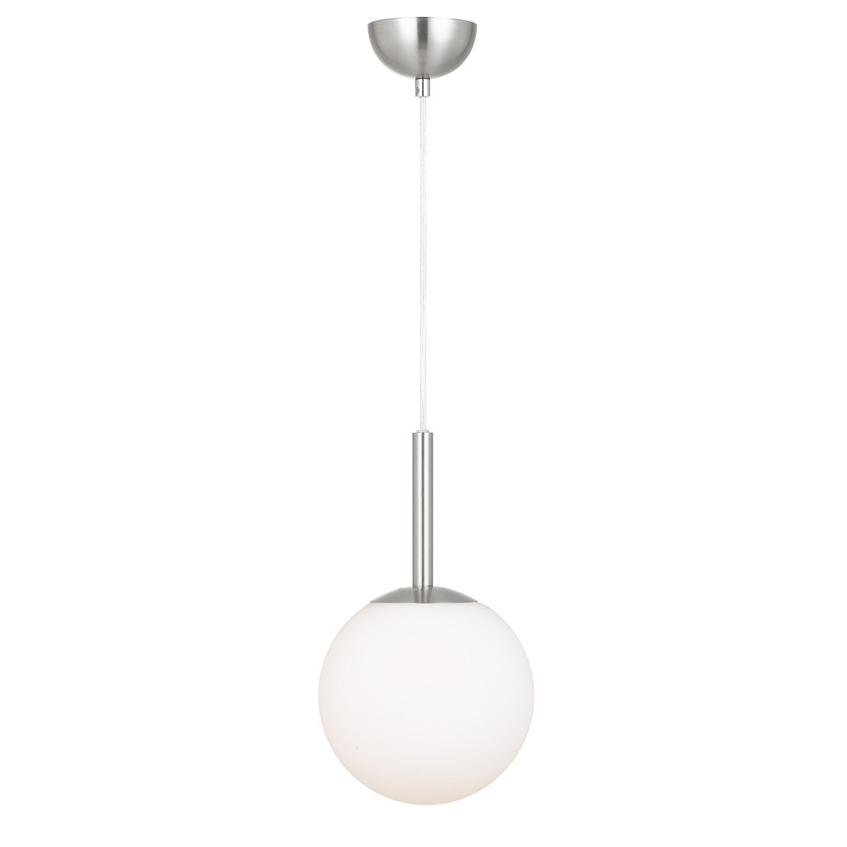 Bally 200mm Pendant Light in Nickel with Opal Glass