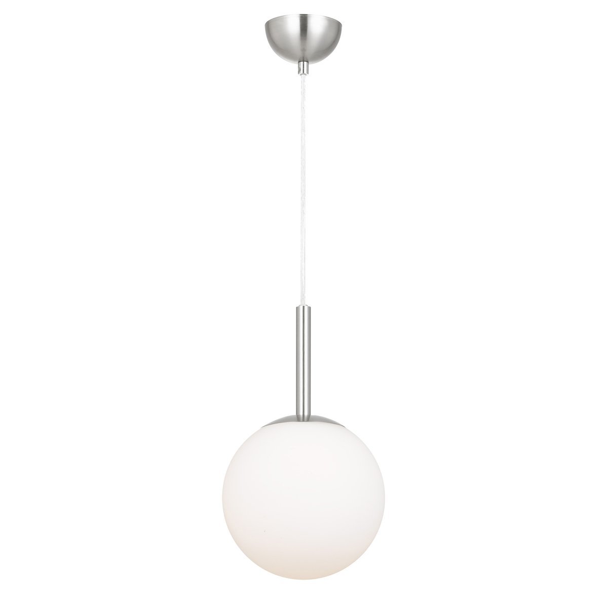 Bally 200mm Pendant Light in Nickel with Opal Glass