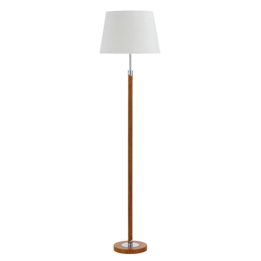 Belmore Walnut/Chrome or Teak/Chrome Floor Lamp with White Fabric Shade