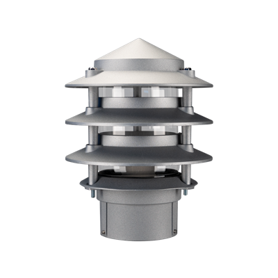 bl 100 three tier bollard head e27 garden light powder coated finish