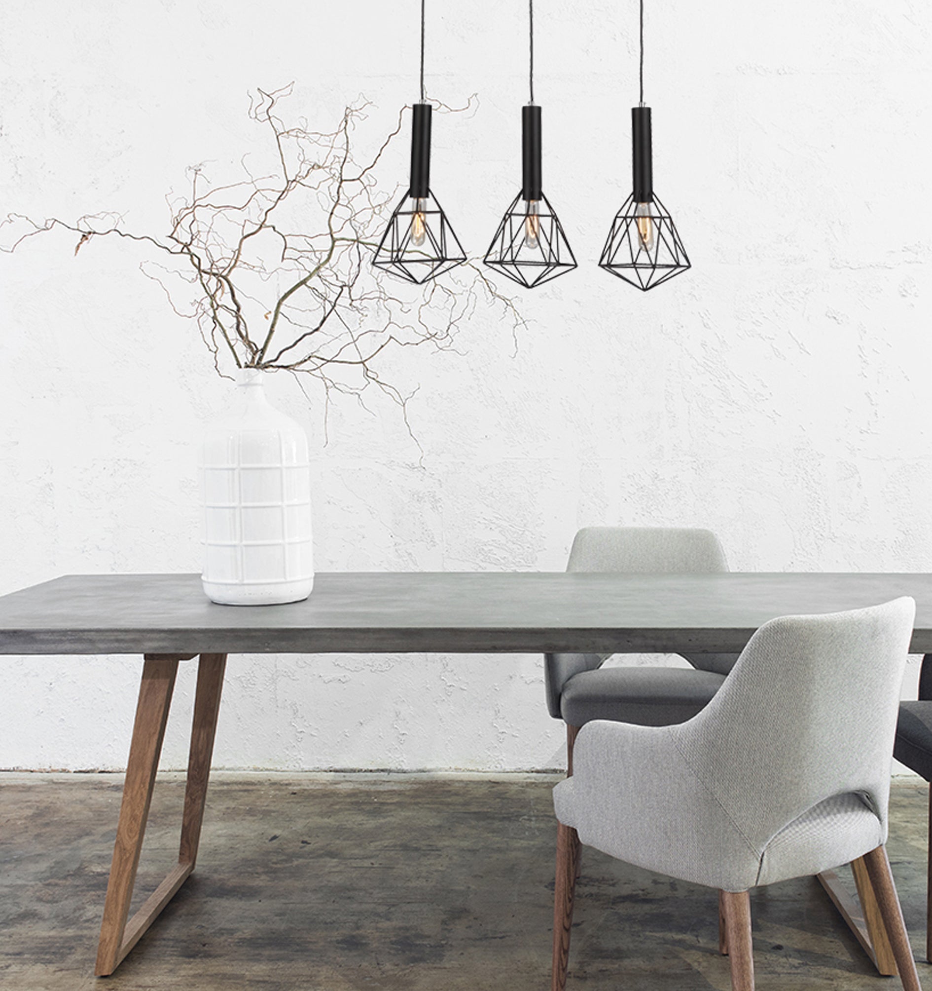 BLACKBAND & WHITEBAND Pendant Light 3x Bird Cage With Bar Base