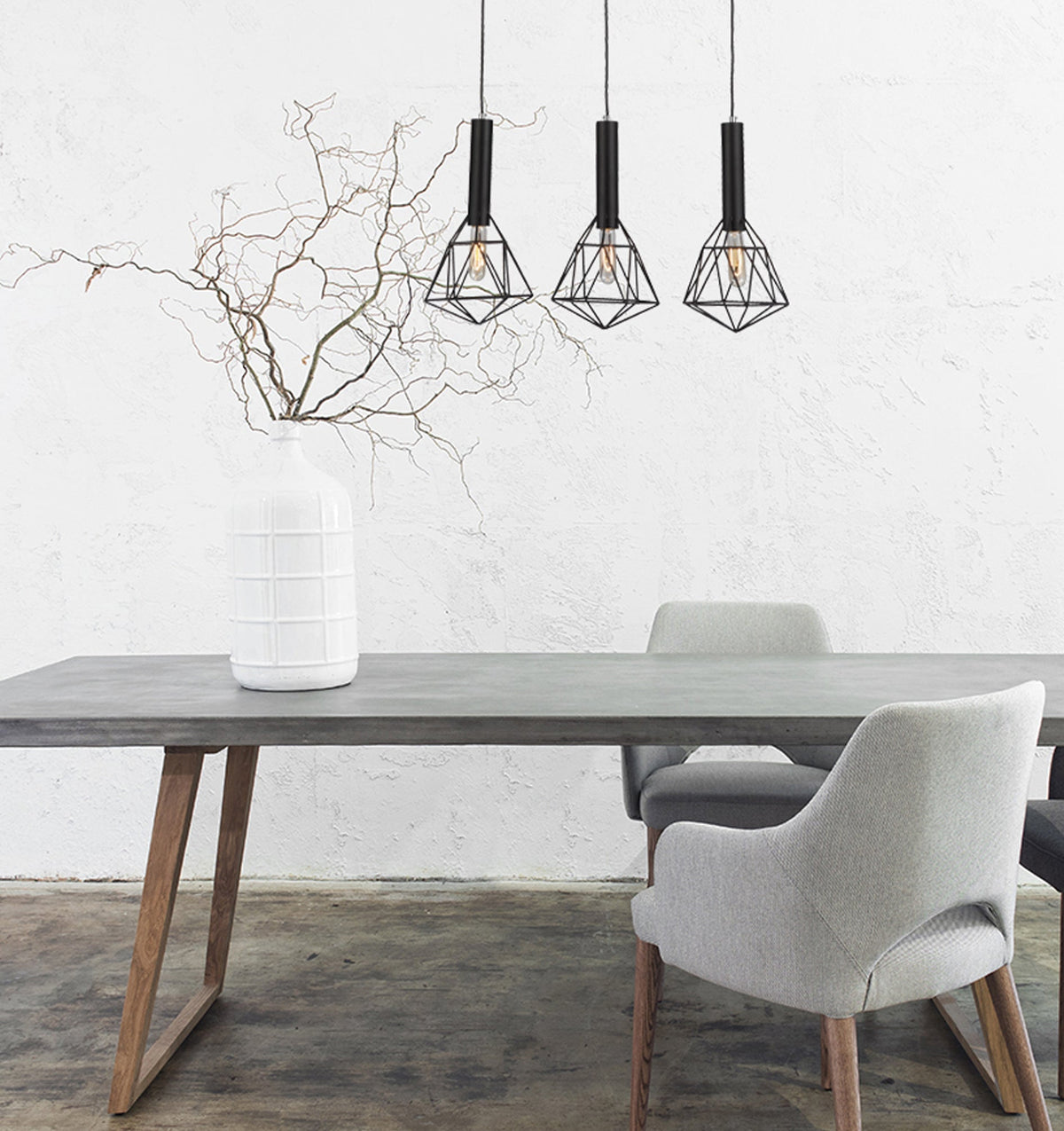BLACKBAND & WHITEBAND Pendant Light 3x Bird Cage With Bar Base