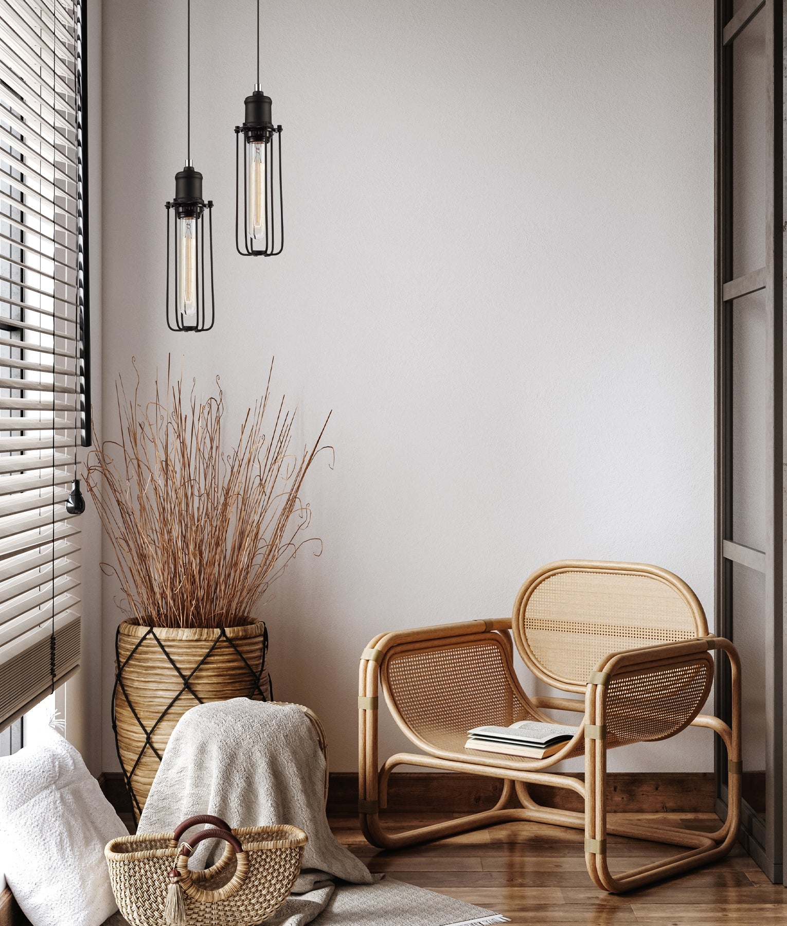 BLACKBAND Industrial Black Tubular Bird Cage Pendant Light