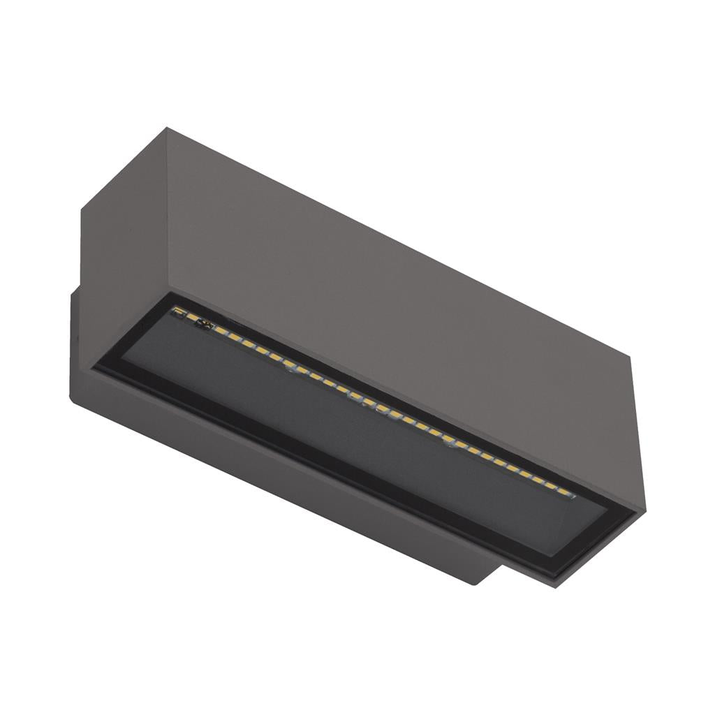 block 12 240v 12w two way led wall light dark grey 3000k