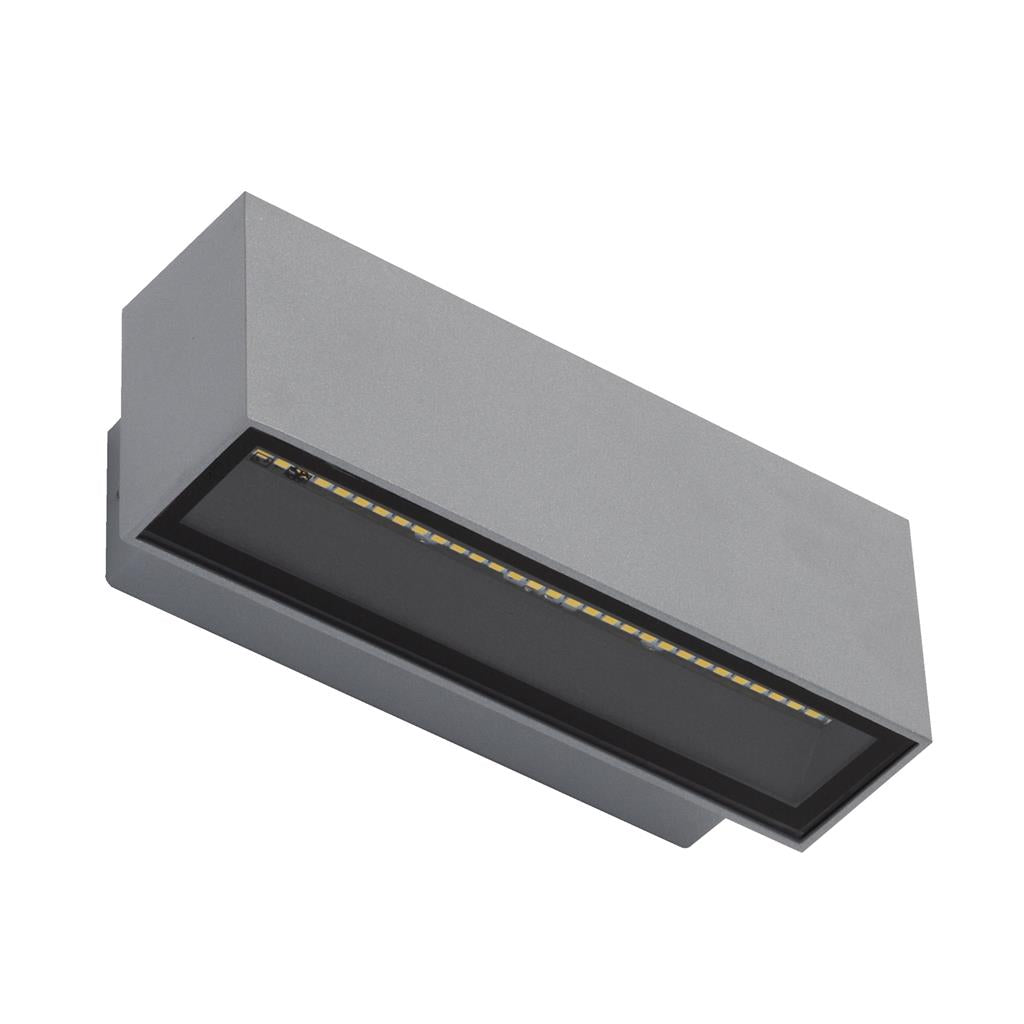 BLOCK-12 240V 12W Two Way LED Wall Light - Silver Finish - 5000K