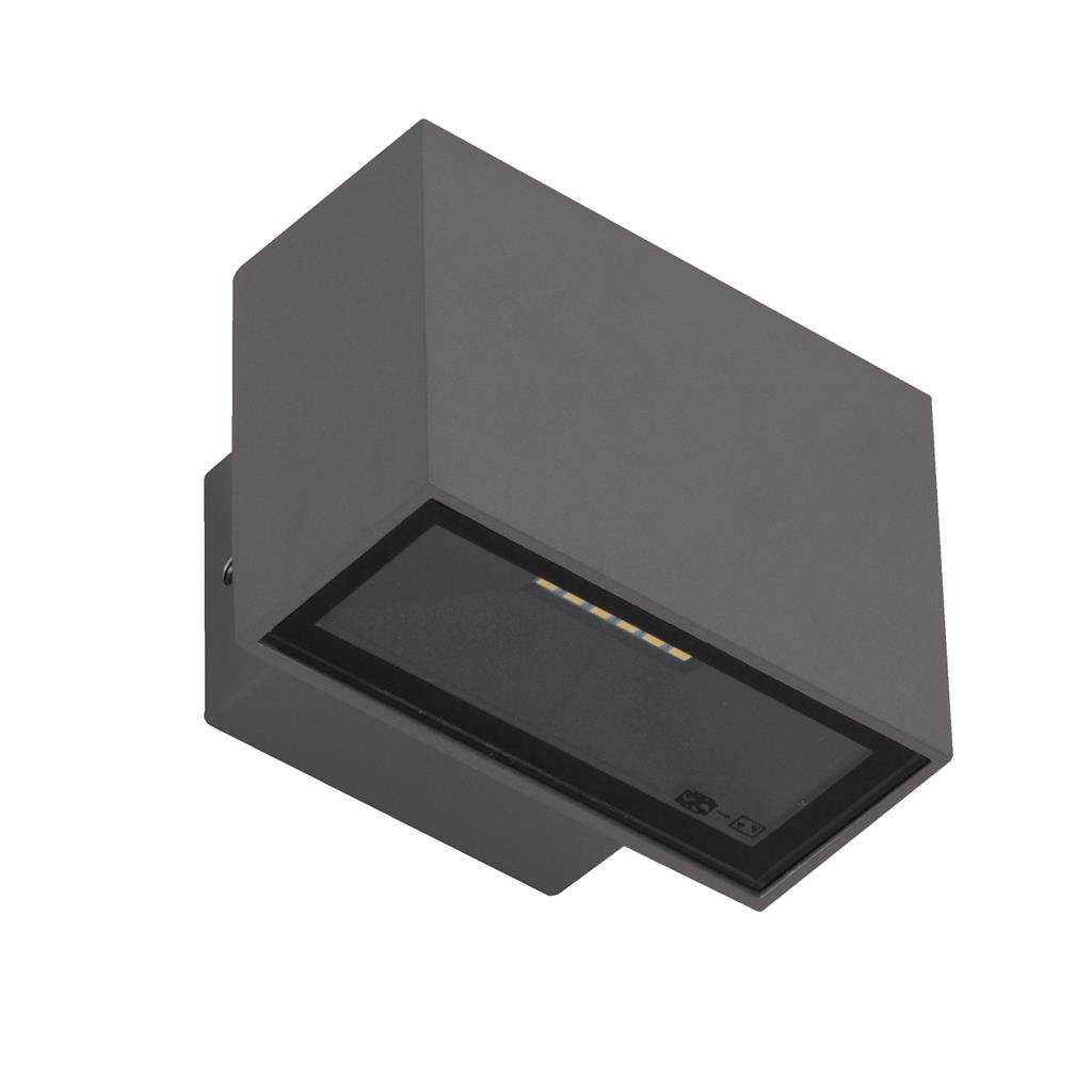 block 6 240v 6w two way led wall light dark grey 3000k