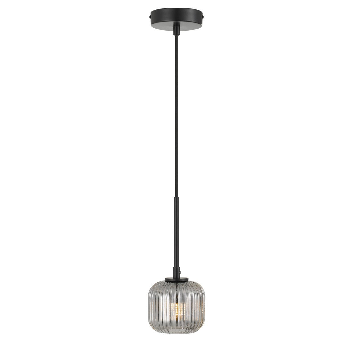 Bobo 1 Light Pendant Light in Black with Smoked Glass