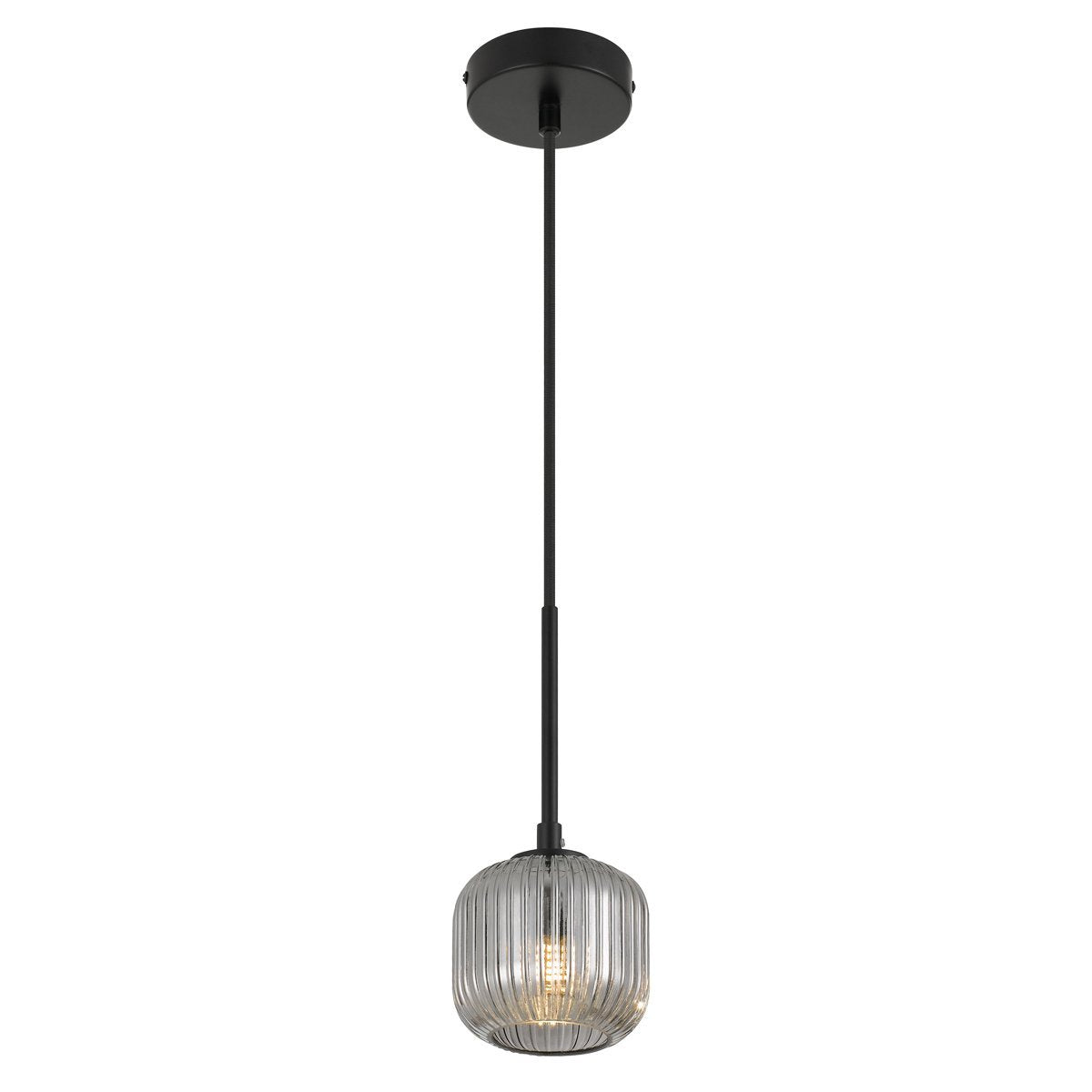 Bobo 1 Light Pendant Light in Black with Smoked Glass