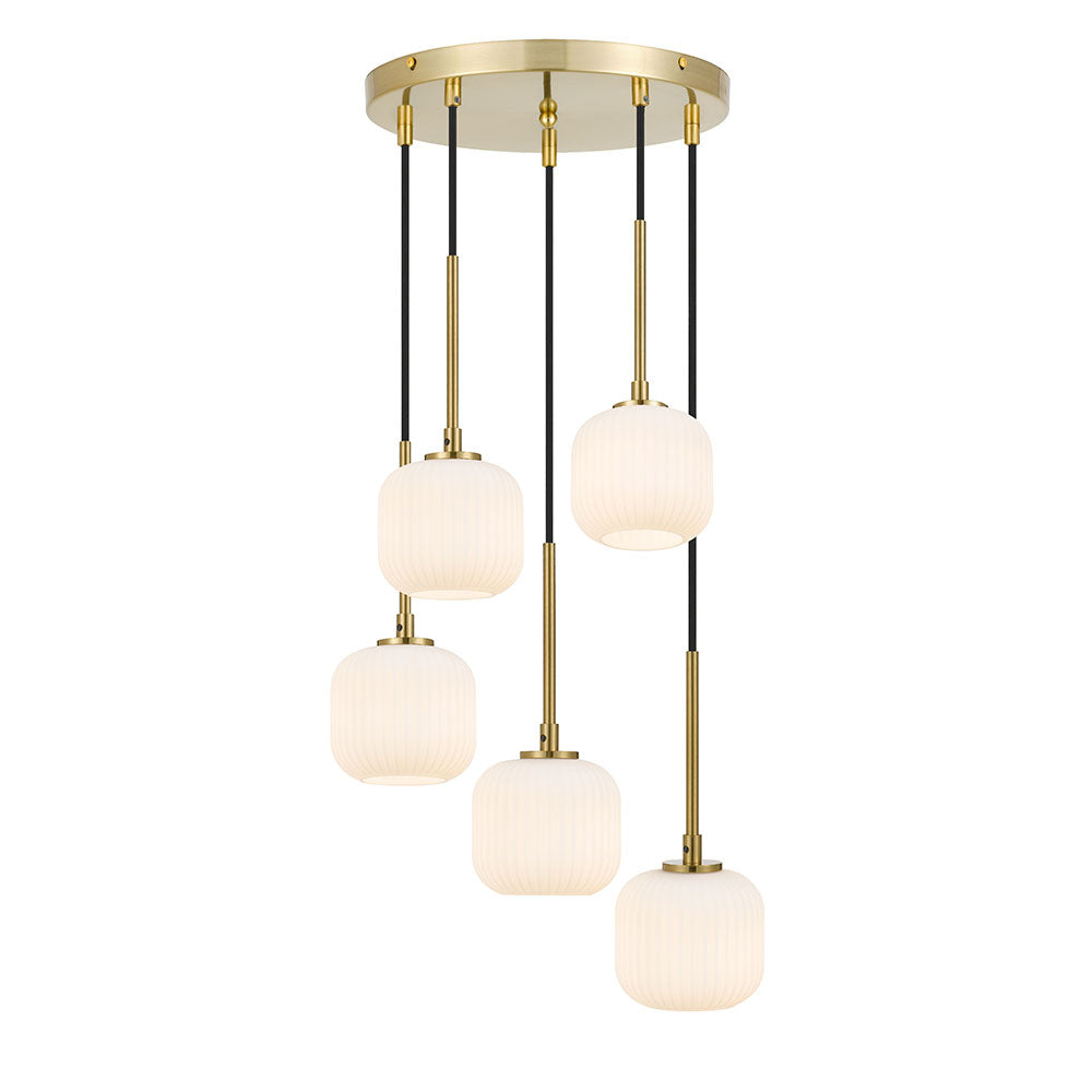 Bobo Black/Smoke or Antique Gold/Opal  5 Light Pendant