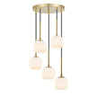 Bobo Black/Smoke or Antique Gold/Opal  5 Light Pendant