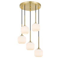 Thumbnail for Bobo 5 Light Cluster Pendant Light in Antique Gold