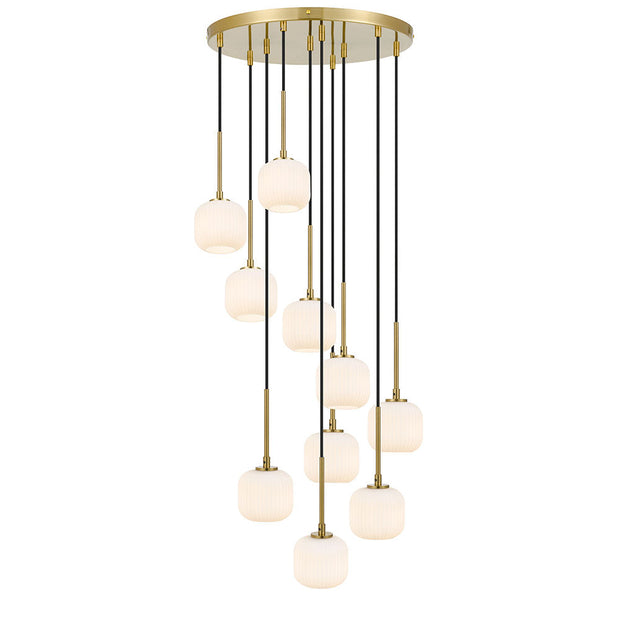 Bobo Black/Smoke or Antique Gold/Opal 10 Light Pendant