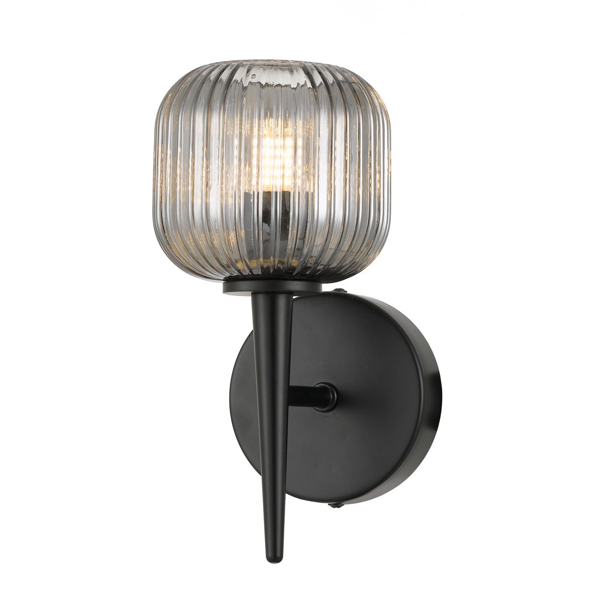 Bobo 1 Light Wall Light in Black with Smoked Glass