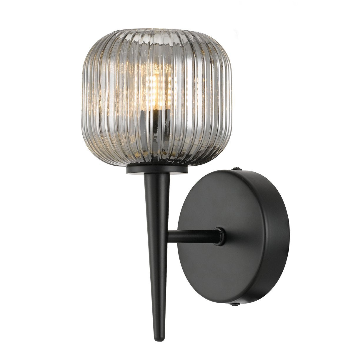 Bobo 1 Light Wall Light in Black with Smoked Glass