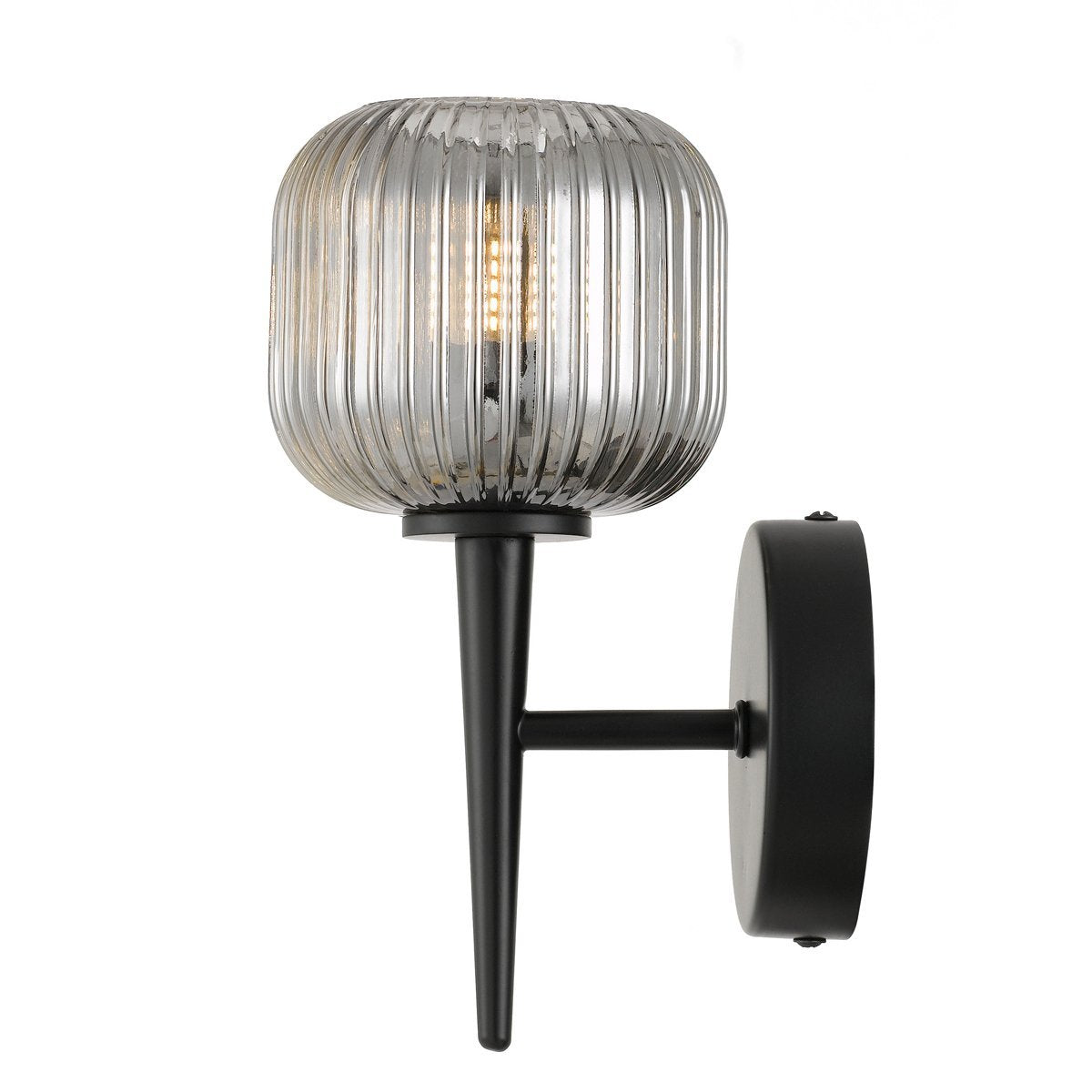 Bobo 1 Light Wall Light in Black with Smoked Glass