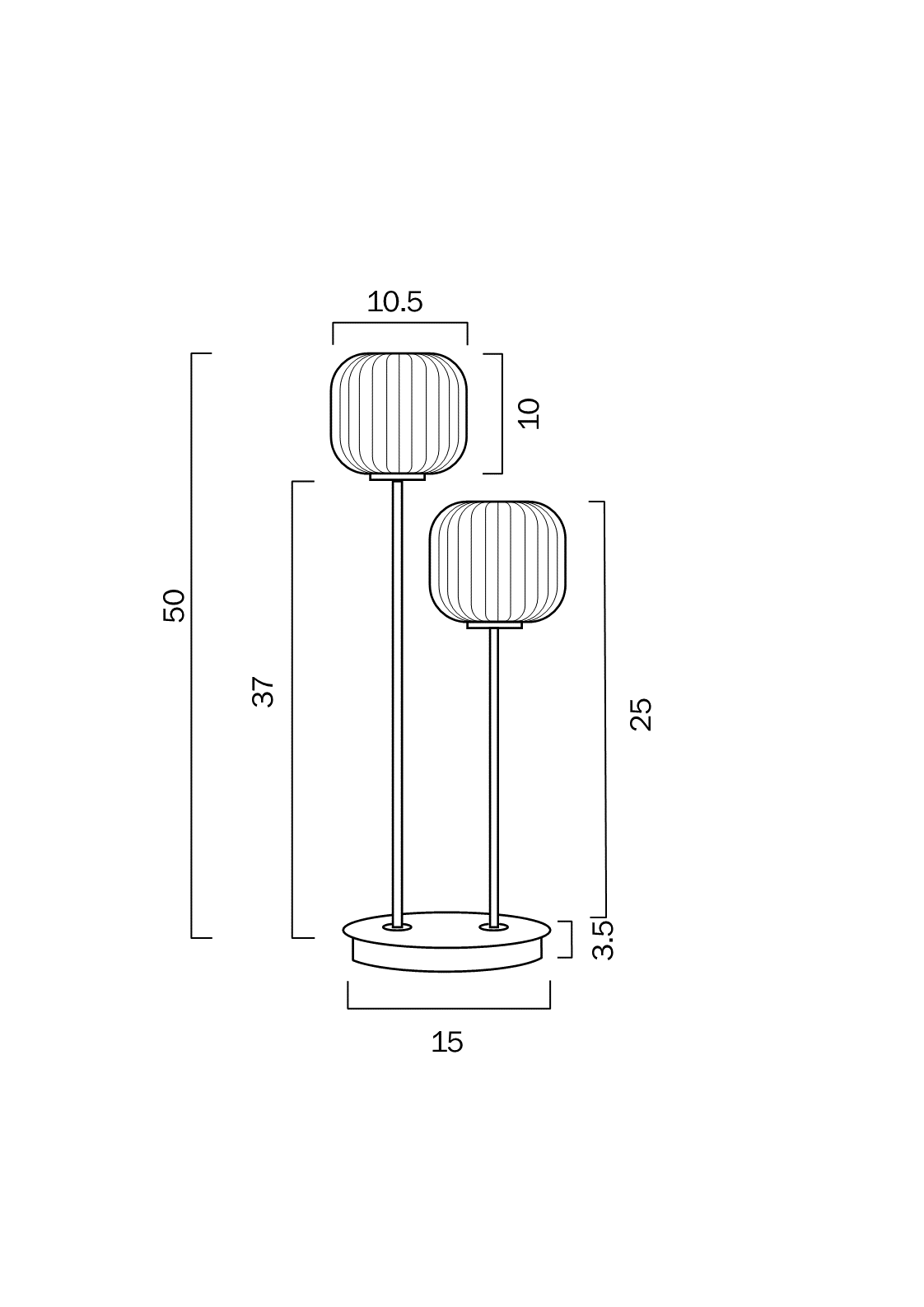 Bobo Black/Smoke or Antique Gold/Opal  2 Light Table Lamp