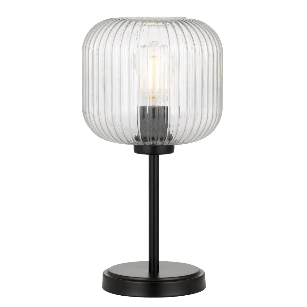 Bobo 1 Light Table Lamp in Black with Matt Opal Glass