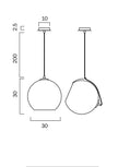 Bondi 30 Black & Smoke Glass 30cm Pendant