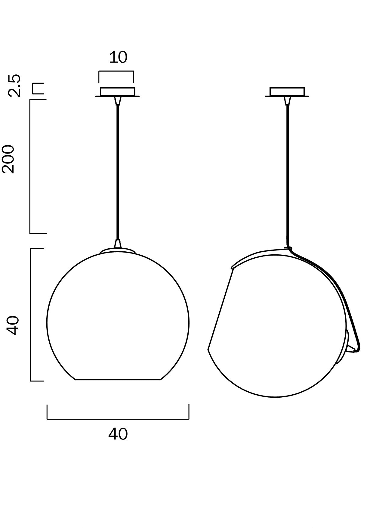 Bondi 40 Black & Smoke Glass 40cm Pendant