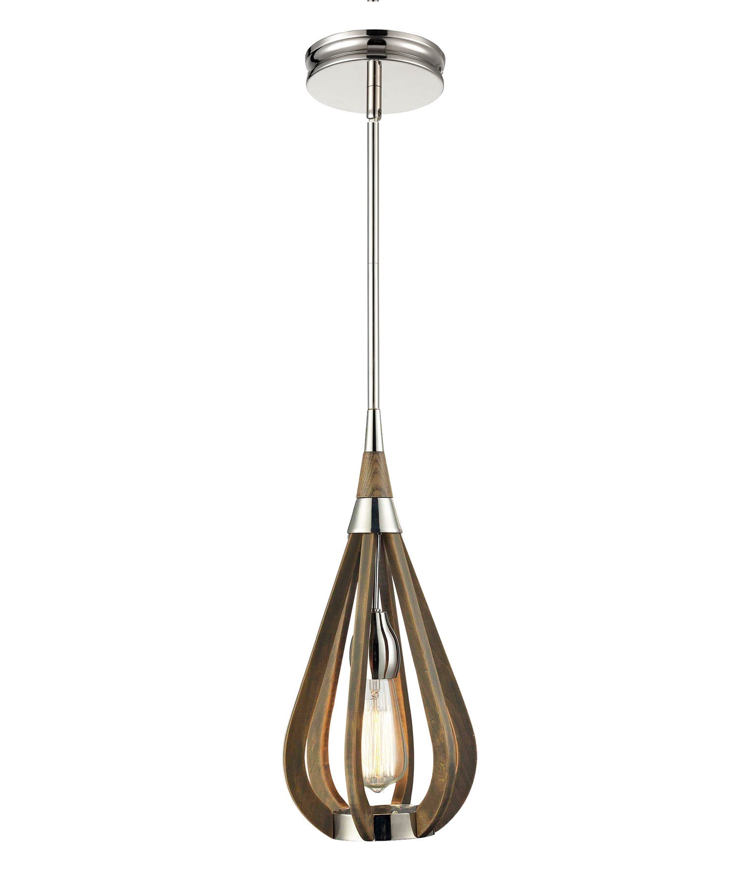 BONITO: Rustic Small Taupe / Winter Moss Wood Tear Drop Pendant Light
