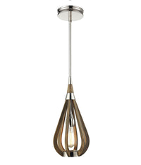 Thumbnail for BONITO: Rustic Small Taupe / Winter Moss Wood Tear Drop Pendant Light