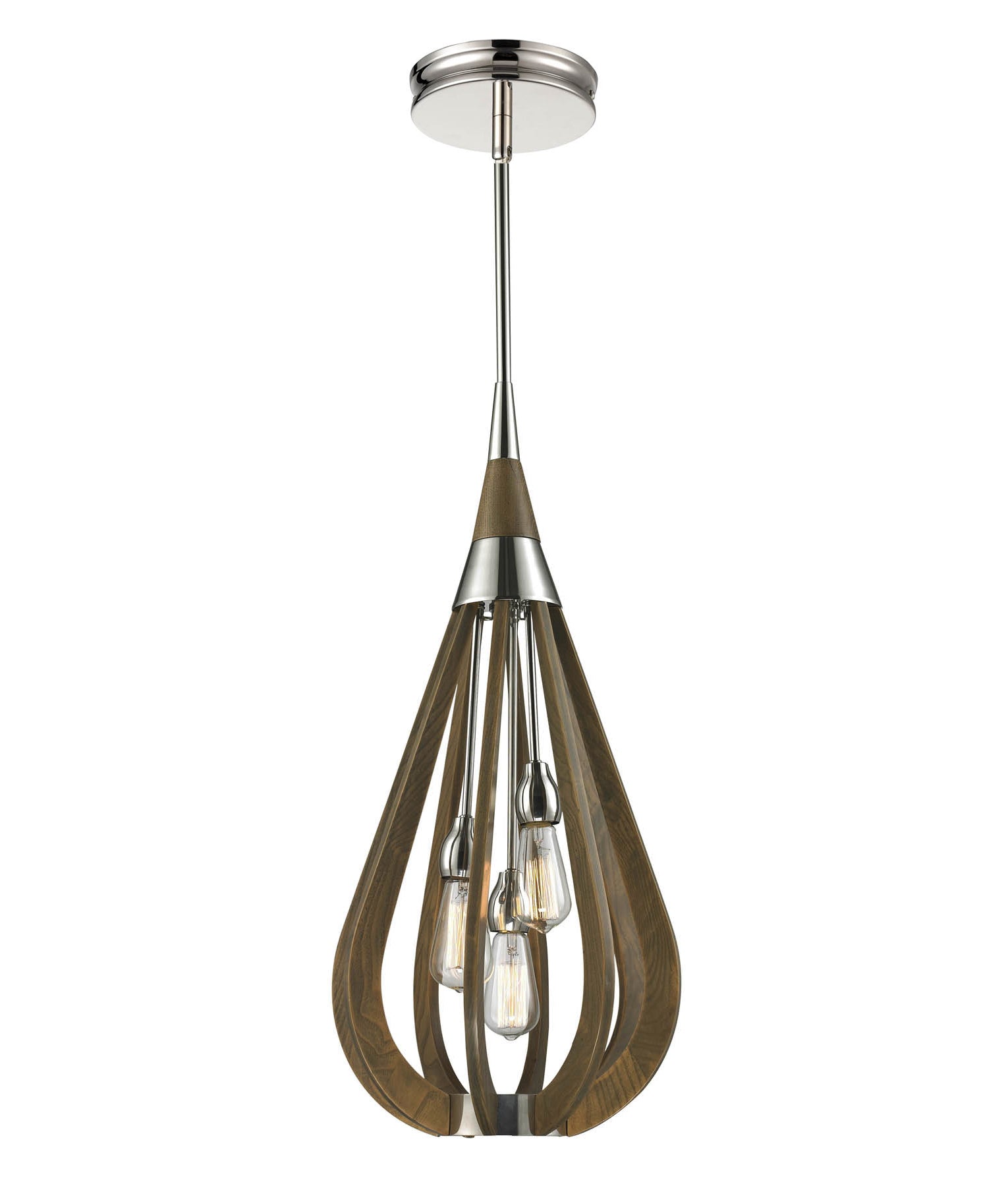 BONITO: Rustic Medium Taupe / Winter Moss Wood Tear Drop Pendant Light