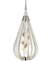 Thumbnail for BONITO: Rustic Large Taupe / Winter Moss Wood Tear Drop Pendant Light