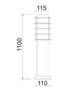 BORDA: E27 Surface Mounted Louvred Black Bollard Lights IP44
