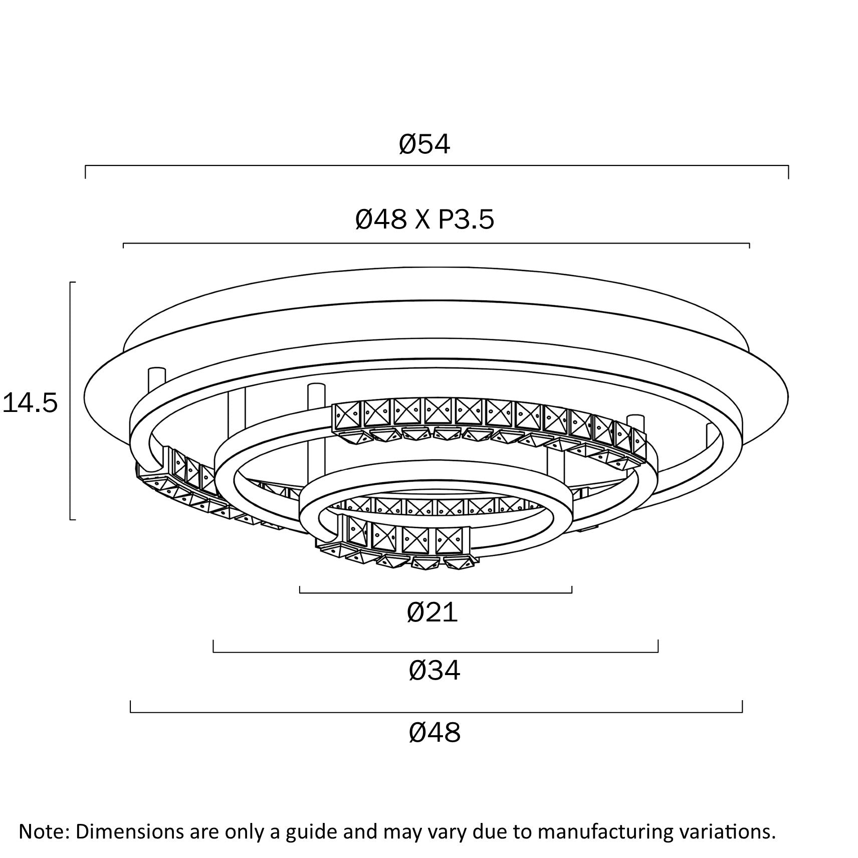Brera Black, Chrome & Crystal 40W 3CCT Close To Ceiling Light