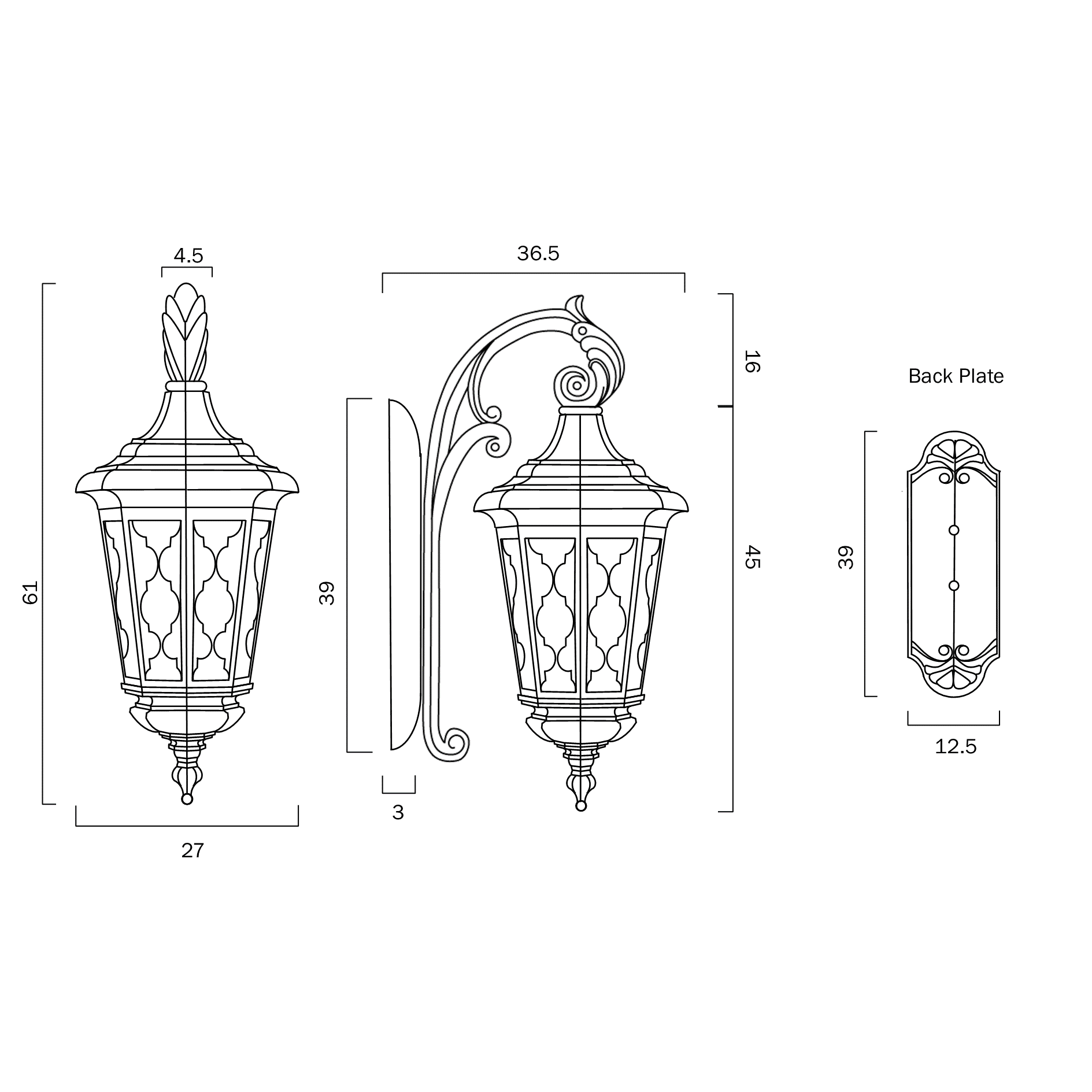 Brinley 35 Black & Clear Seeded Glass IP44 Exterior Wall Light