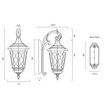Brinley 35 Black & Clear Seeded Glass IP44 Exterior Wall Light