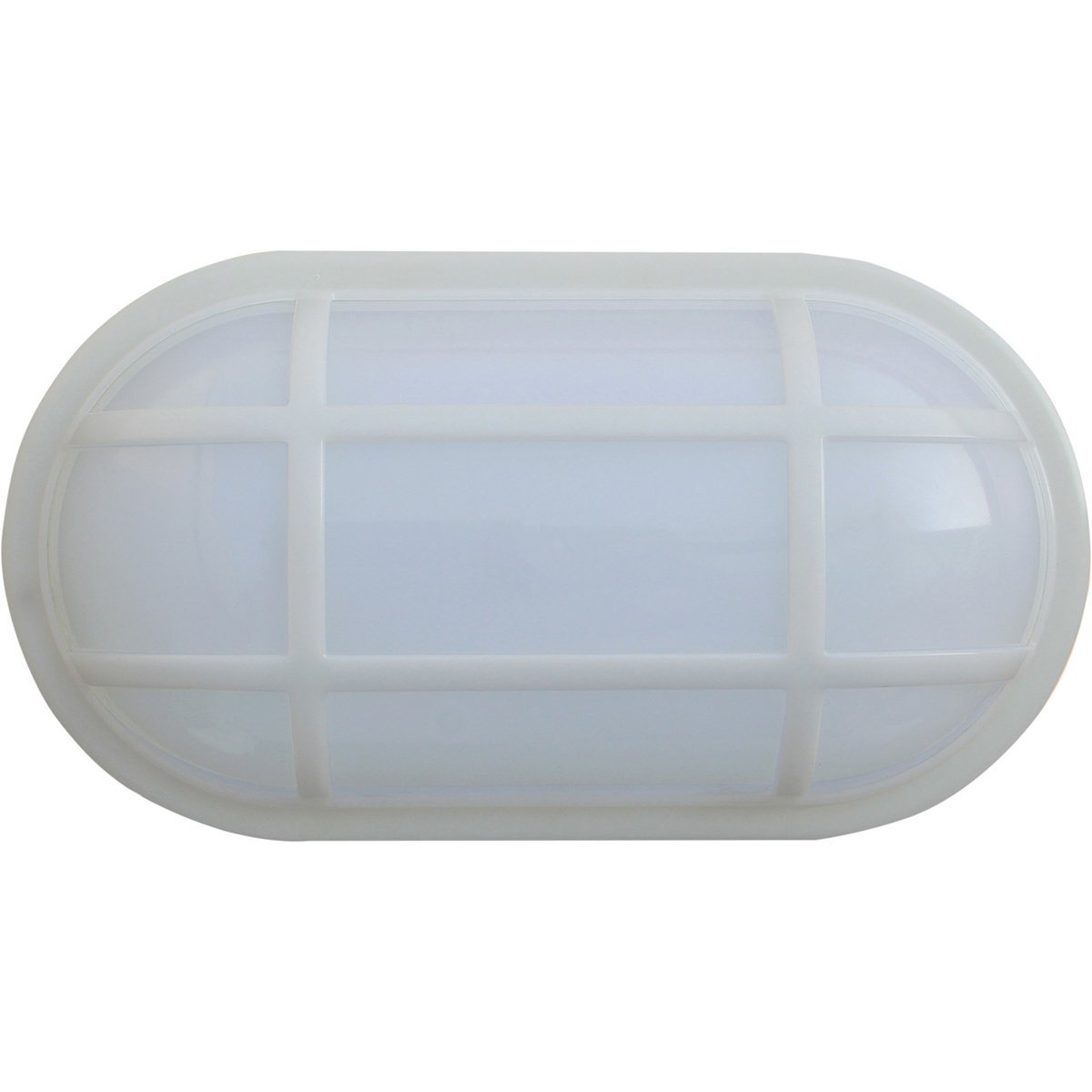 Bulk Oval 20 watt Cool White LED Bunker Light in White with Optional Cage