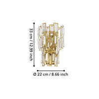 Thumbnail for Calmeilles Wall Light 3X25W E14 Brass/Crystal
