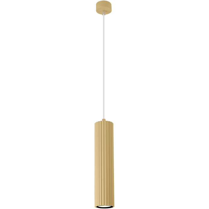 Canary Brass with Clear Cord 300mm GU10 Ribbed Pendant