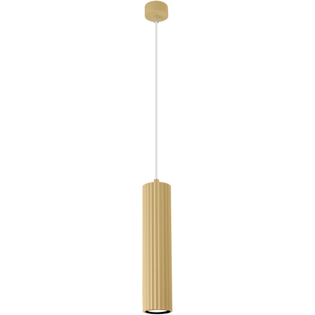 Canary Brass with Clear Cord 300mm GU10 Ribbed Pendant