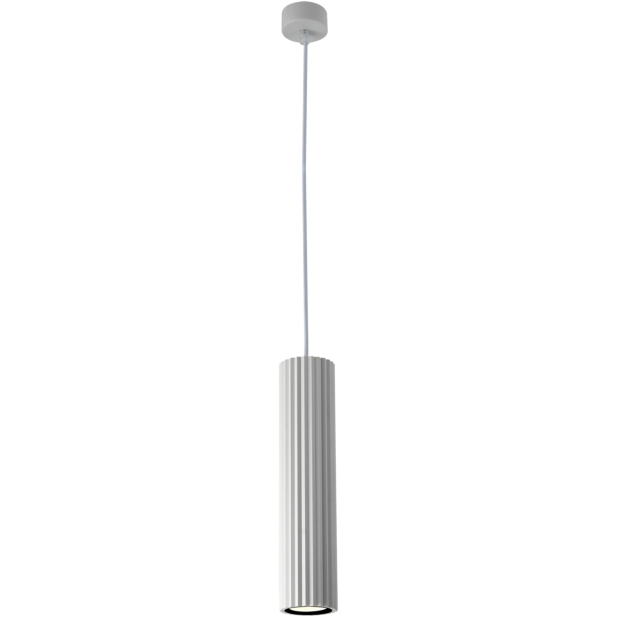 Canary White with White Cord 300mm GU10 Ribbed Pendant