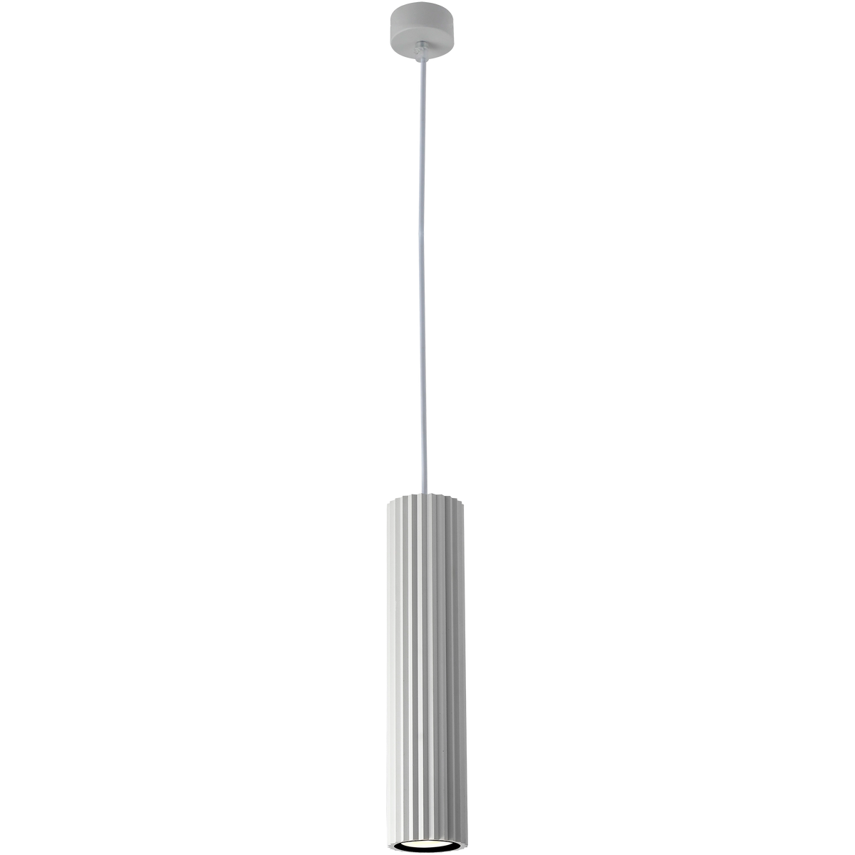 Canary White with White Cord 300mm GU10 Ribbed Pendant