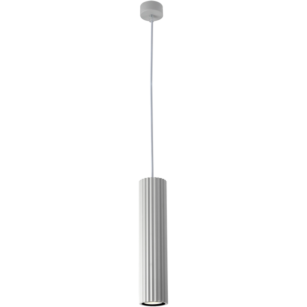 Canary White with White Cord 300mm GU10 Ribbed Pendant