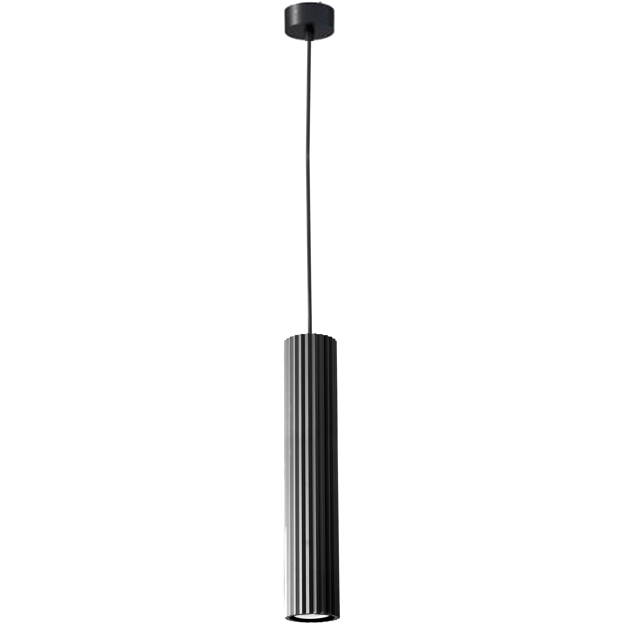 Canary Black with Black Cord 500mm GU10 Ribbed Pendant