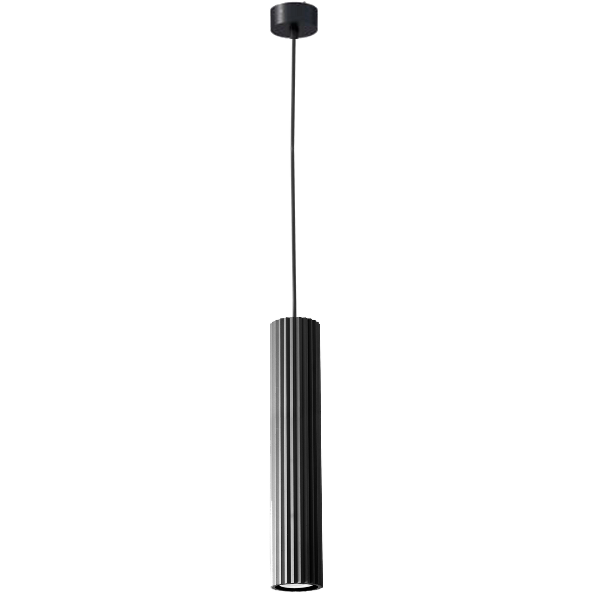 Canary Black with Black Cord 500mm GU10 Ribbed Pendant