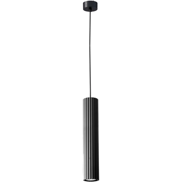 Canary Black with Black Cord 500mm GU10 Ribbed Pendant