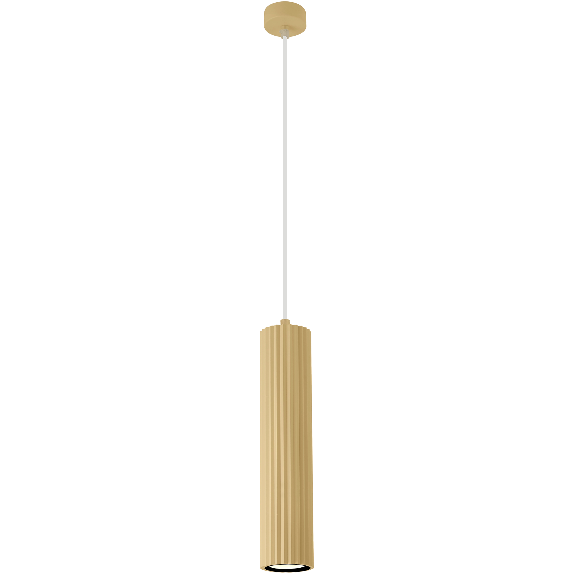 Canary Brass with Clear Cord 500mm GU10 Ribbed Pendant