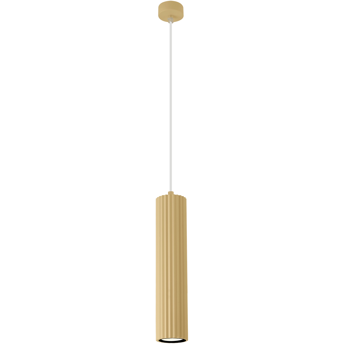 Canary Brass with Clear Cord 500mm GU10 Ribbed Pendant