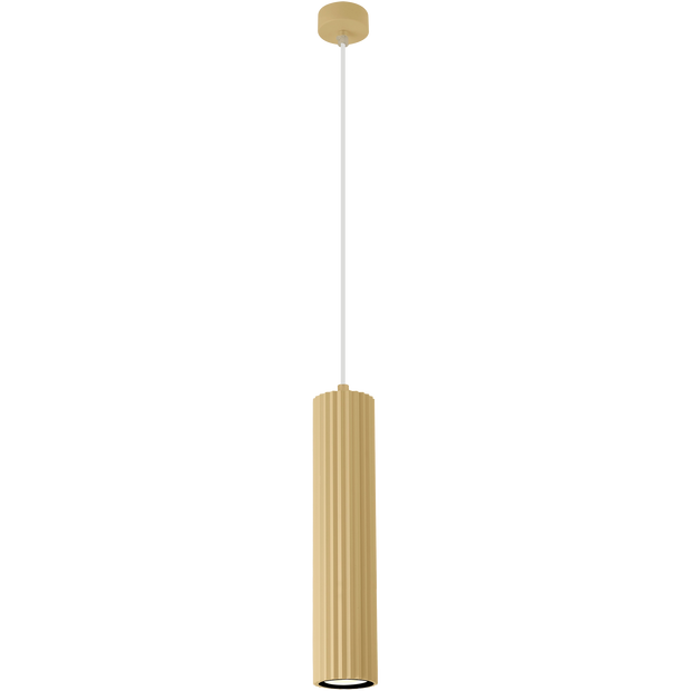 Canary Brass with Clear Cord 500mm GU10 Ribbed Pendant