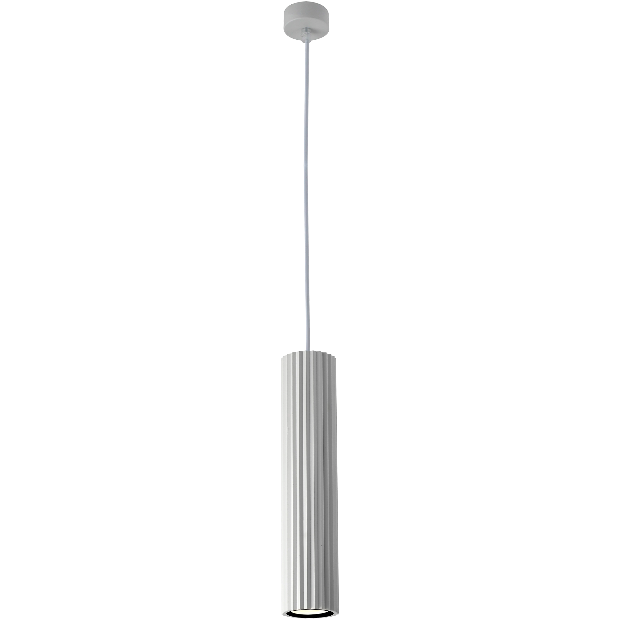 Canary White with White Cord 500mm GU10 Ribbed Pendant