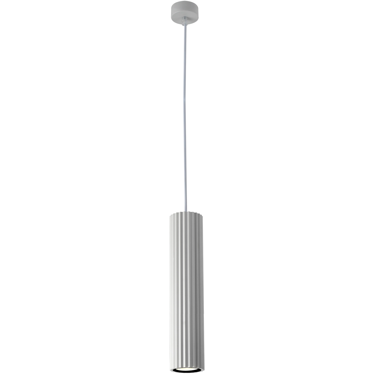Canary White with White Cord 500mm GU10 Ribbed Pendant