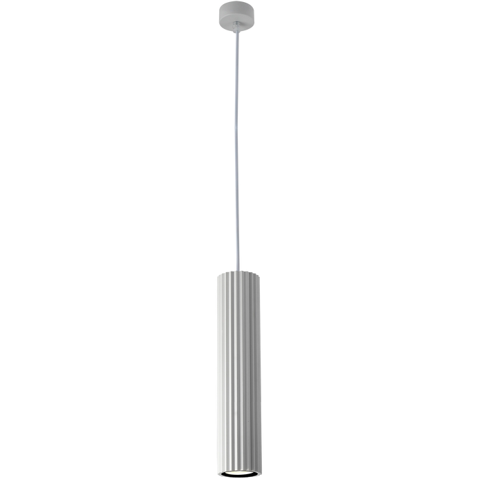 Canary White with White Cord 500mm GU10 Ribbed Pendant