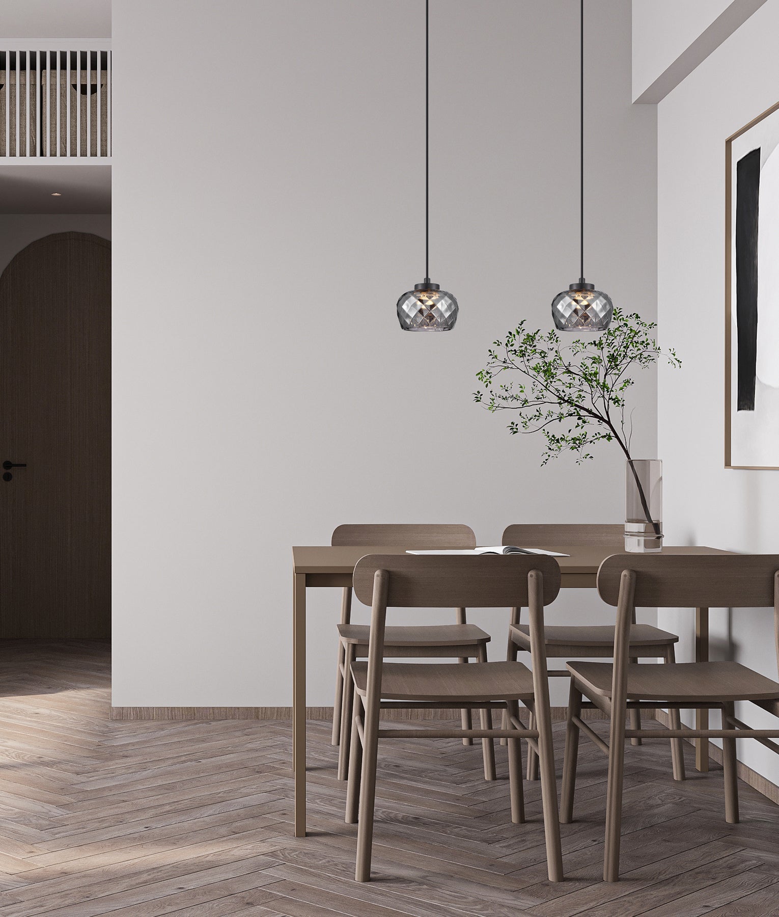 CARAMELLE: Interior LED Tri-CCT Glass with Segments Ellipse Pendant Lights