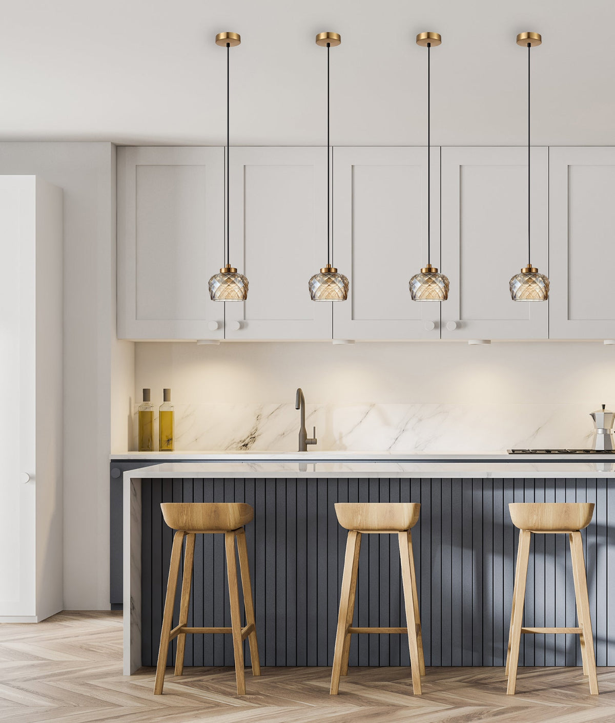 CARAMELLE: Interior LED Tri-CCT Glass with Segments Ellipse Pendant Lights