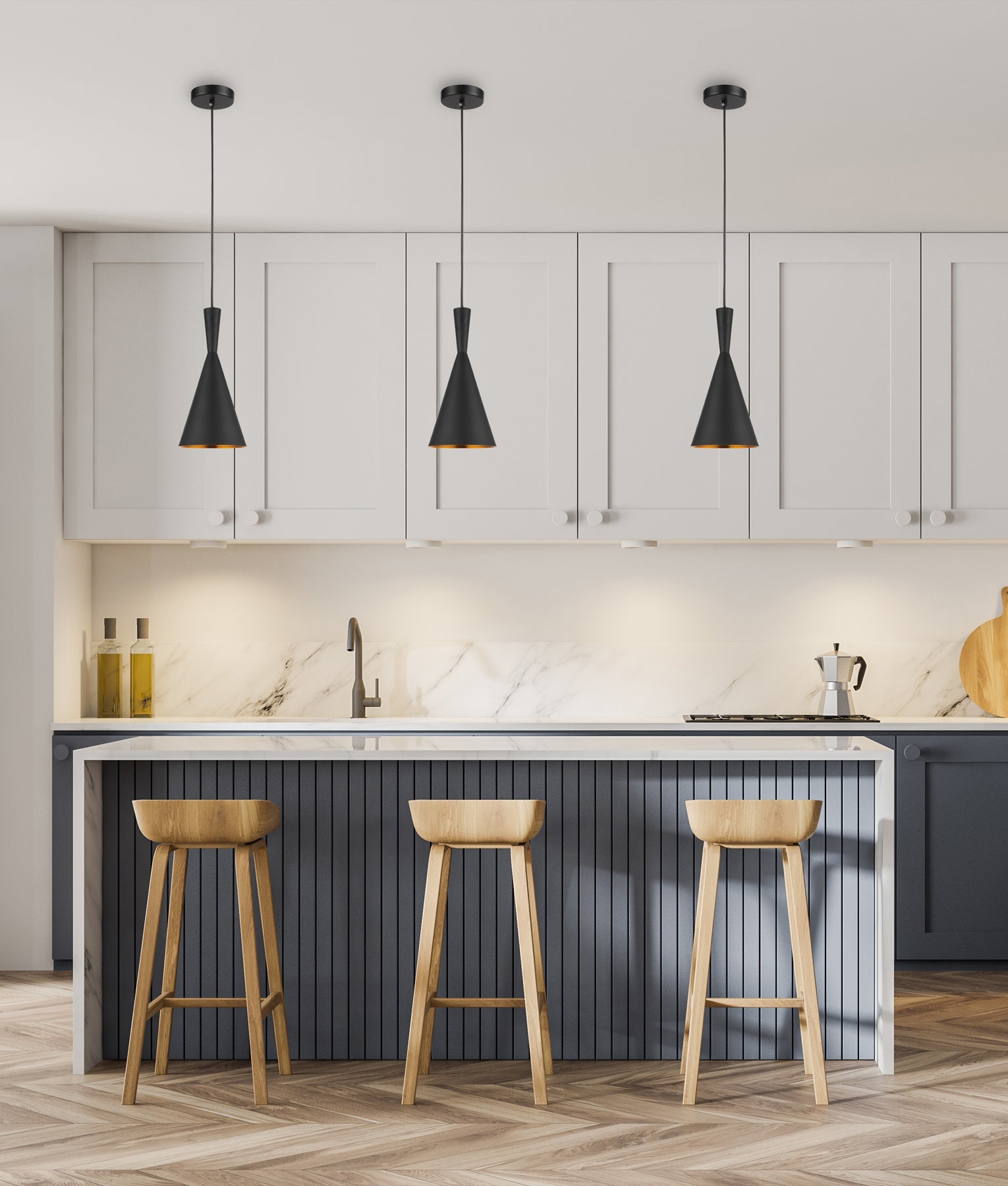 CAVIAR: Black Cone Shape Pendant Light